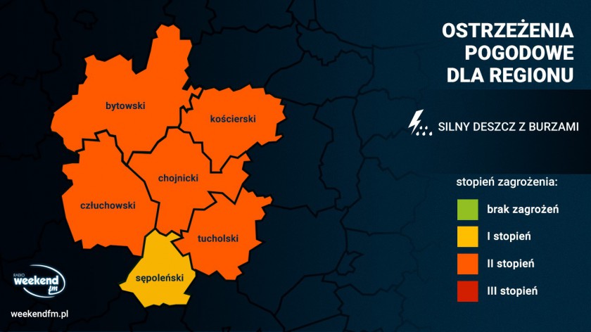 Silny deszcz z burzami. IMGW podwyższa alert dla naszego regionu do drugiego stopnia AKTUALIZACJA