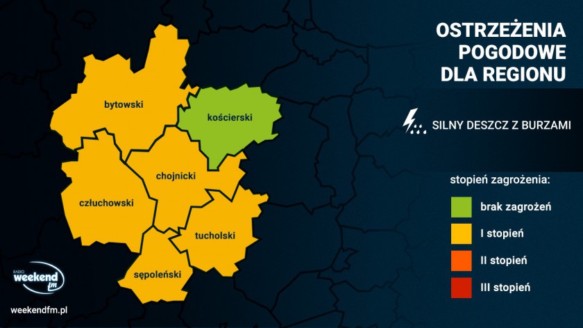 Silny deszcz z burzami. Wtorek to kolejny dzień z ostrzeżeniami pogodowymi
