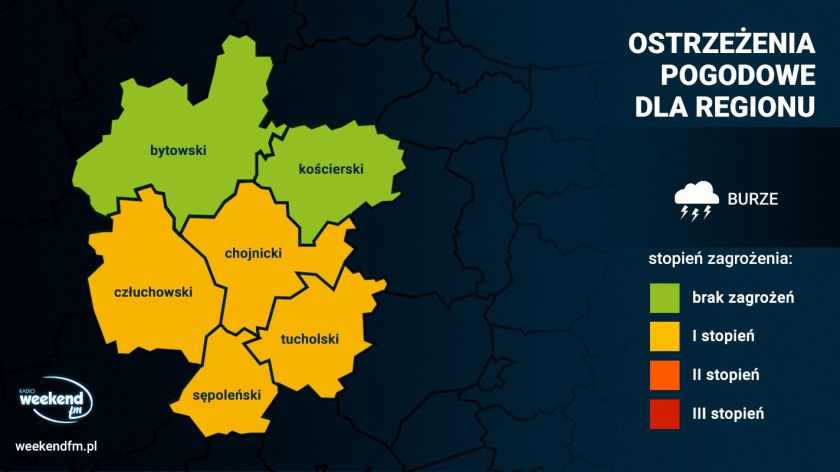 Piątek z możliwymi burzami. IMGW wydał ostrzeżenia pierwszego stopnia dla części naszego regionu