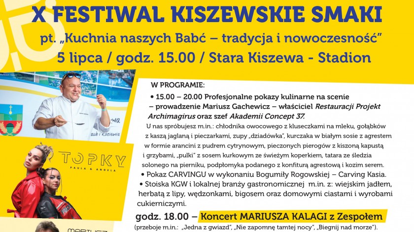 W najbliższą sobotę 5.07. w Starej Kiszewie jubileuszowa,10. edycja Festiwalu Kiszewskie Samki