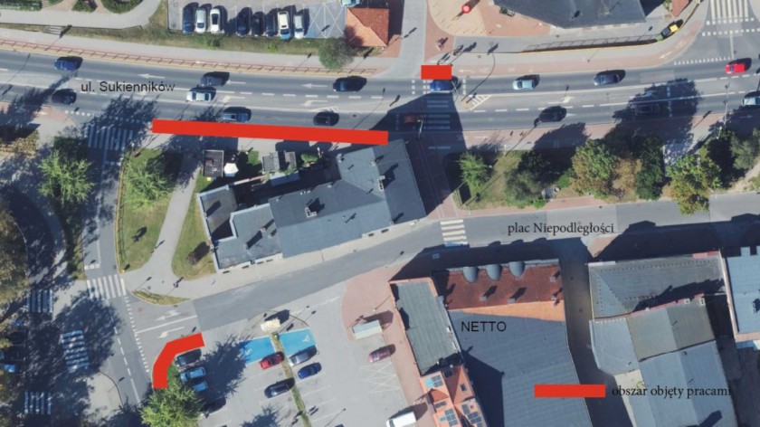 Od jutra 17.07 rusza inwestycja na Placu Niepodległości w Chojnicach. Będą utrudnienia dla rowerzystów i pieszych