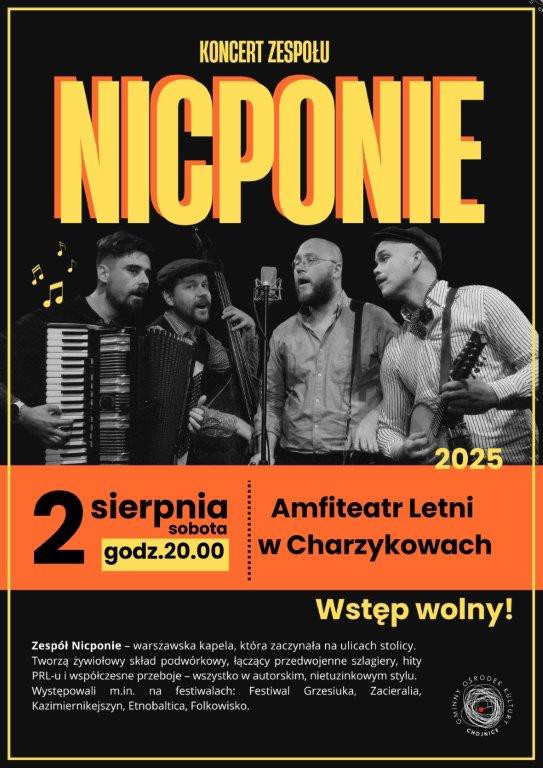 Gminny Ośrodek Kultury w Chojnicach zaprasza do Charzyk&oacute;w - jutro (2.08) odbędzie się tu koncert grupy "Nicponie" (ROZMOWA)