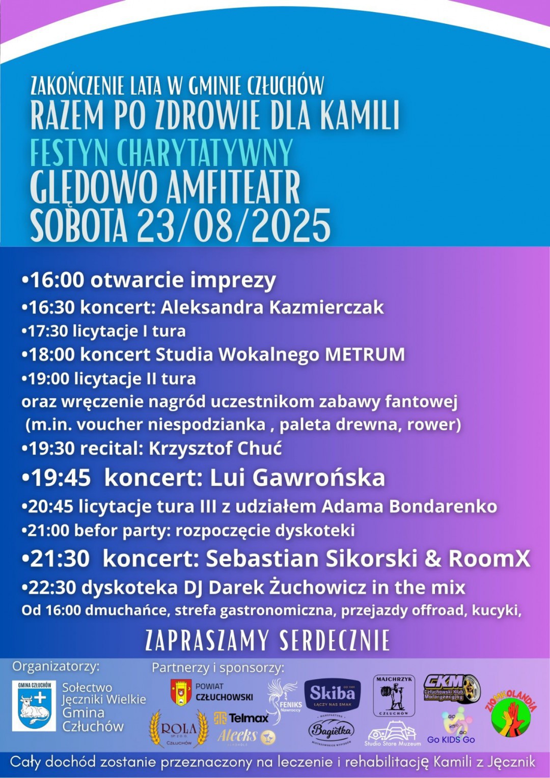 "Razem po zdrowie dla Kamili". Jutro (23.08) w Ględowie impreza na rzecz sparaliżowanej mieszkanki gminy Człuch&oacute;w