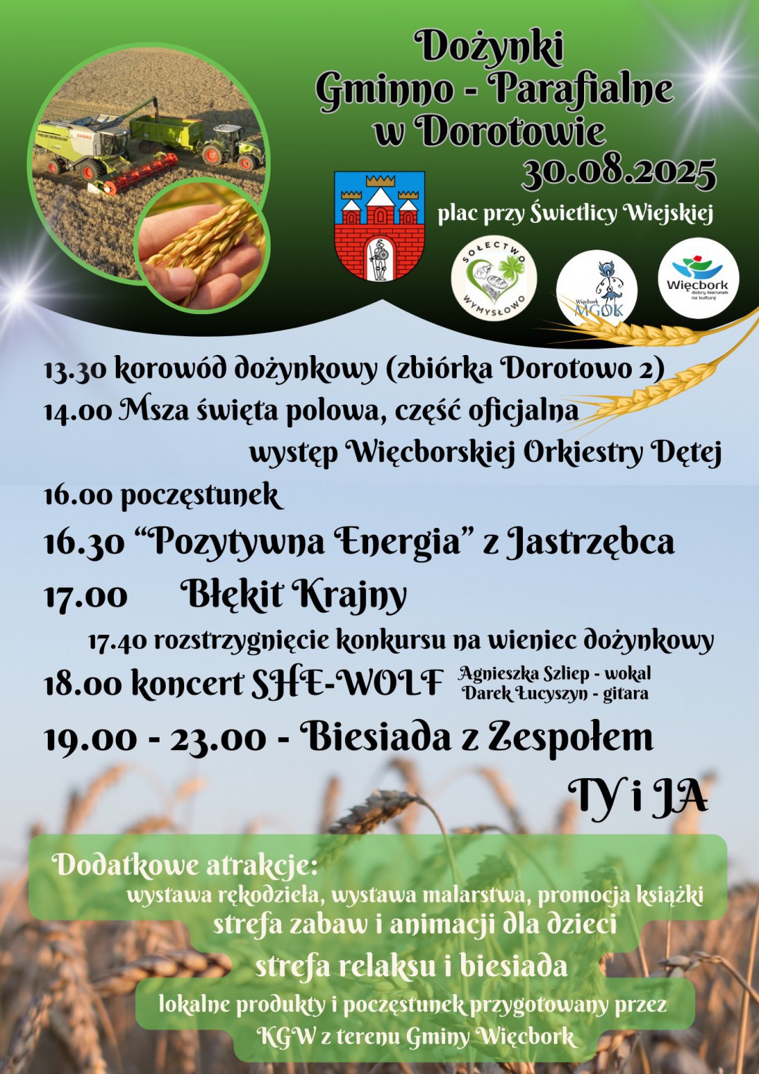 Dzisiaj (30.08) w sołectwie Dorotowo odbędą się dożynki gminy Więcbork