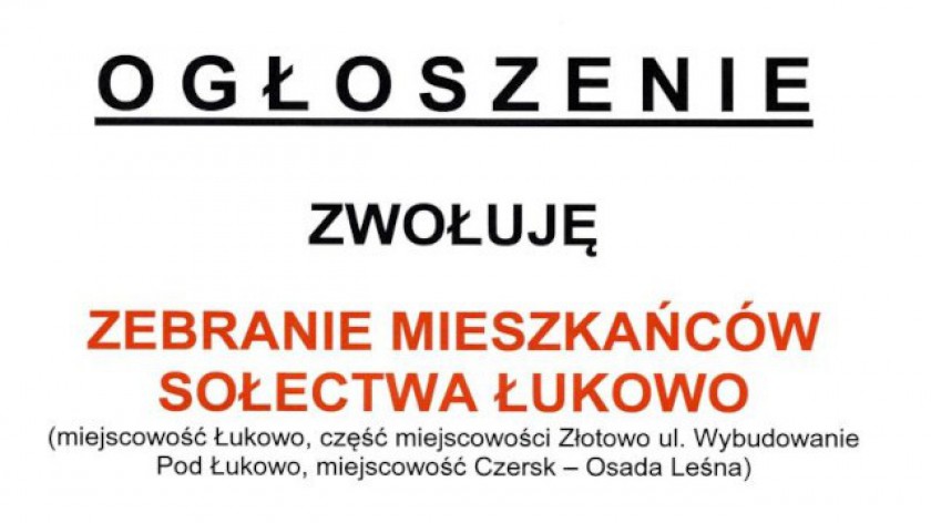 Dzisiaj 20.08 wybory sołtysa w nowo utworzonym sołectwie Łukowo w gminie Czersk