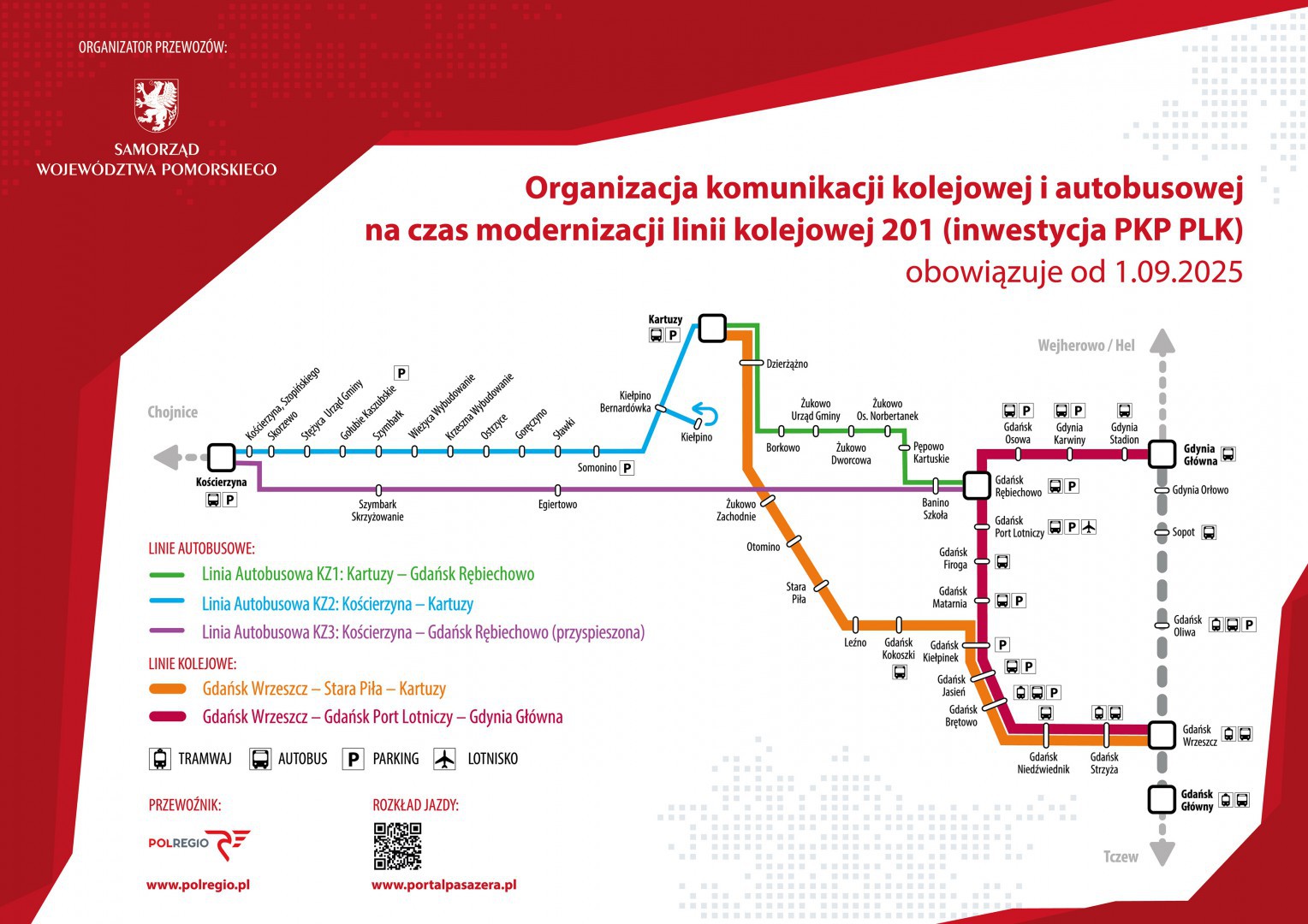 Weszły w życie zmiany w kolejowej komunikacji zastępczej do Kościerzyny. "Wprowadziliśmy nowe rozwiązanie"