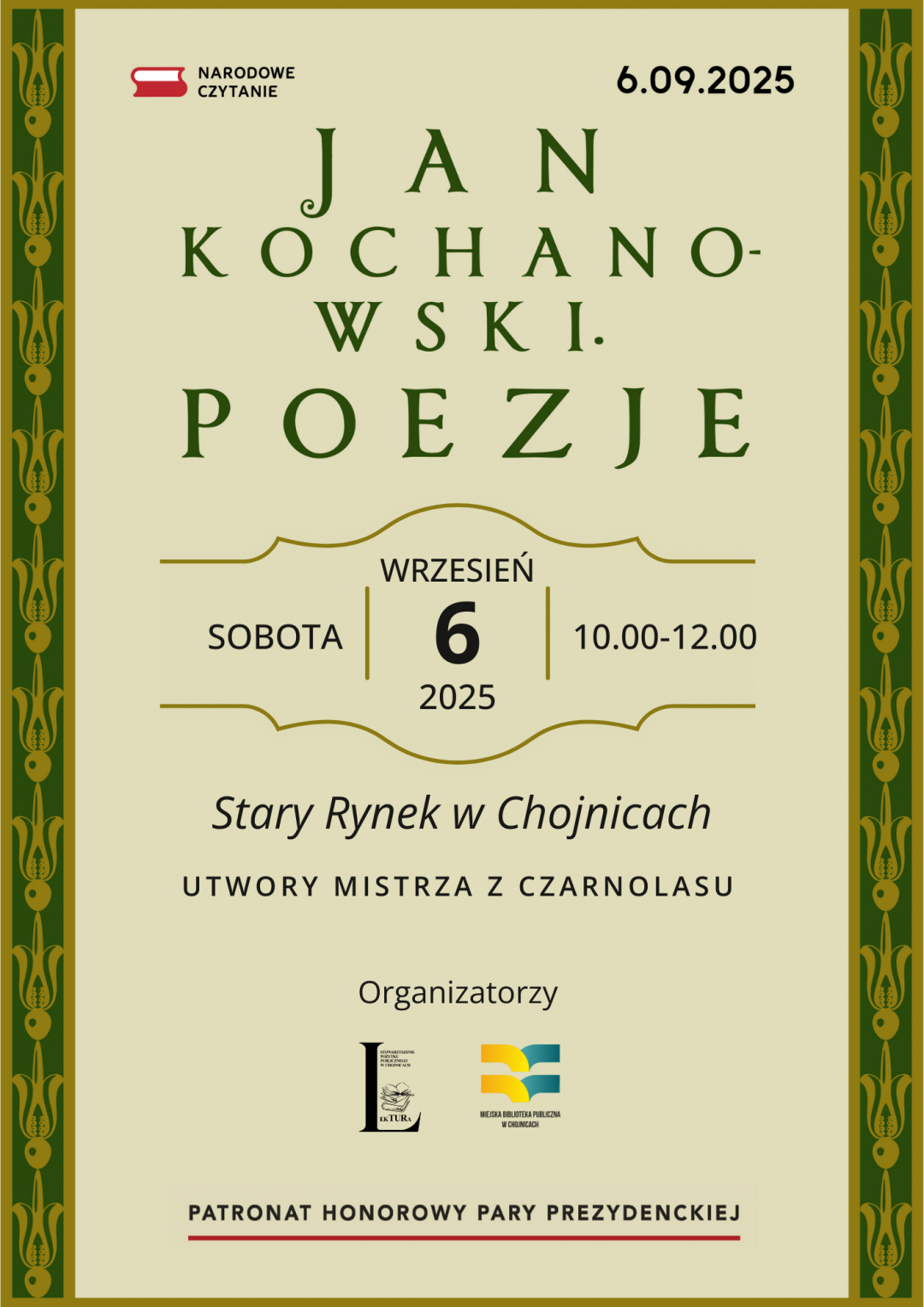 W Charzykowach i Chojnicach odbędzie się Narodowe Czytanie. Tym razem dzieł Jana Kochanowskiego (ROZMOWA)