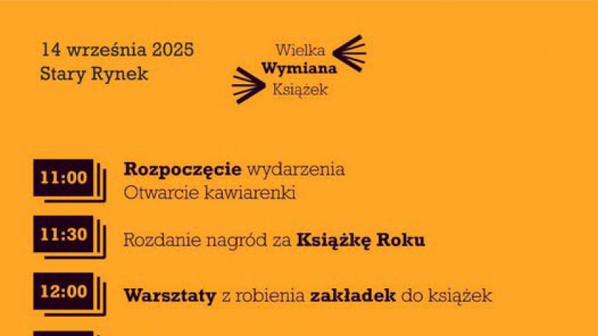 Wielka Wymiana Książek w Chojnicach. W niedzielę 14 września druga edycja czytelniczej akcji