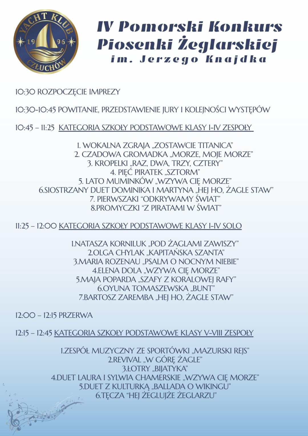 Szanty w Człuchowie. Yacht Klub zaprasza na 4. Pomorski Konkurs Piosenki Żeglarskiej im. Jerzego Knajdka