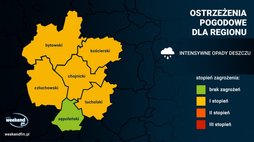 Czwartek z intensywnymi opadami deszczu. IMGW wydało ostrzeżenia dla naszego regionu