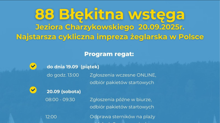 Kto najszybciej przepłynie z Małych Swornegaci do Charzyków? Przed nami 88. Błękitna Wstęga Jeziora Charzykowskiego