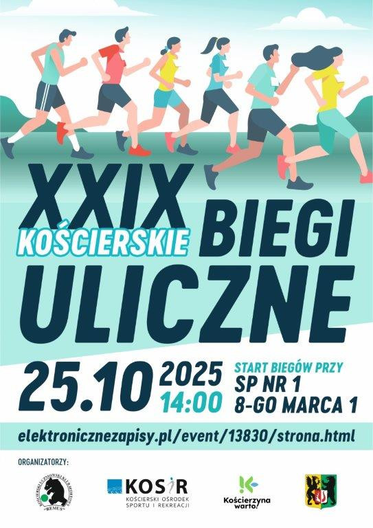 Jutro (25.10.) w Kościerzynie odbędą się Biegi Uliczne. Dystanse od 150 metr&oacute;w do 5 kilometr&oacute;w