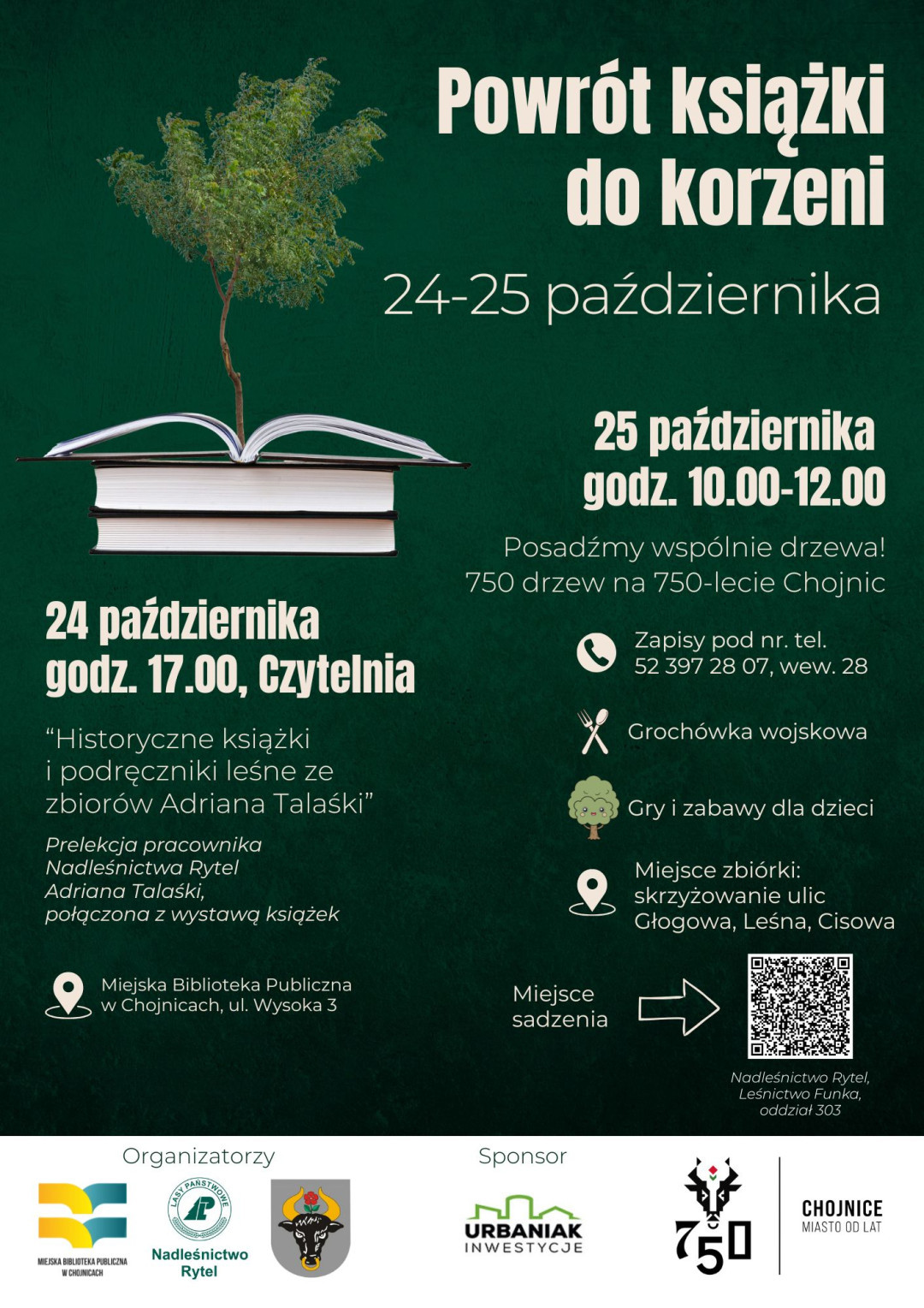 750 drzew na 750-lecie Chojnic. Wsp&oacute;lna akcja leśnik&oacute;w i Miejskiej Biblioteki Publicznej w ramach jubileuszu miasta