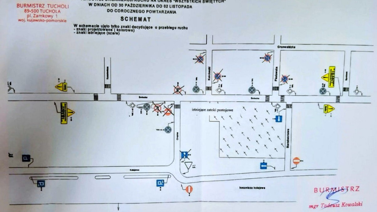 Tuchola gotowa na świąteczny ruch przy cmentarzu parafialnym. Tymczasowe zmiany obowiązują już od dziś (30.10)