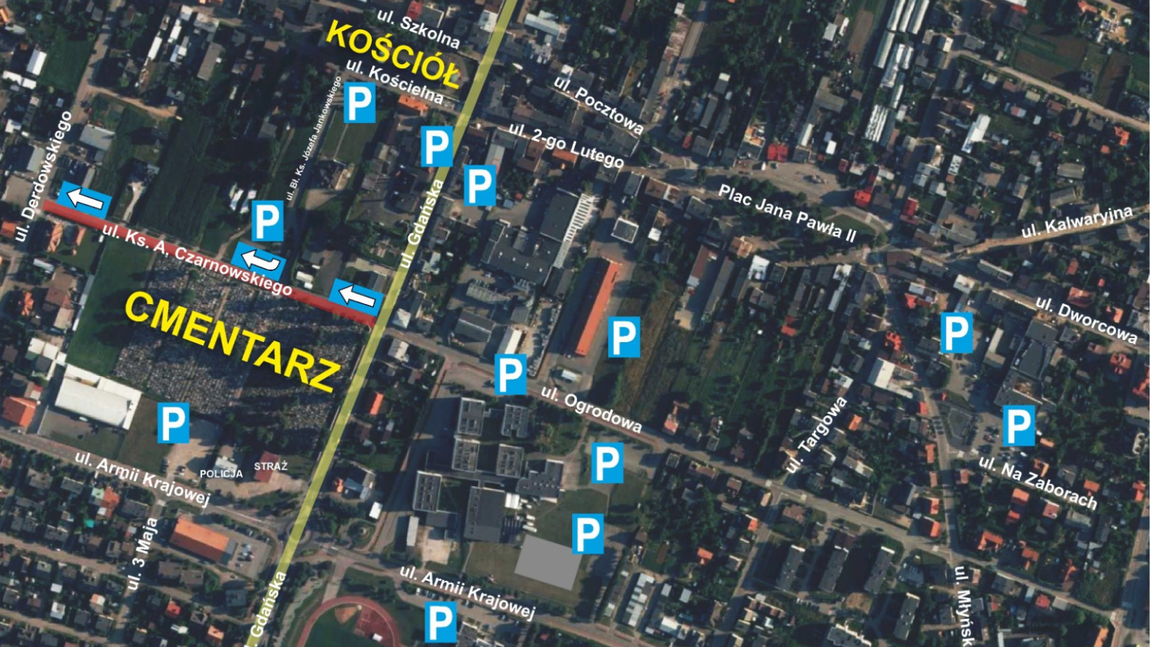 Od dzisiaj (31.10) wprowadzono czasowe zmiany organizacji ruchu przy cmentarzu w Brusach