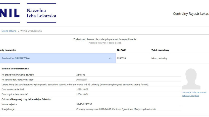 Chojnicka lekarka Ewelina Gierszewska zawieszona w prawie do wykonywania zawodu. Podważała skuteczność szczepionek antycovidowych