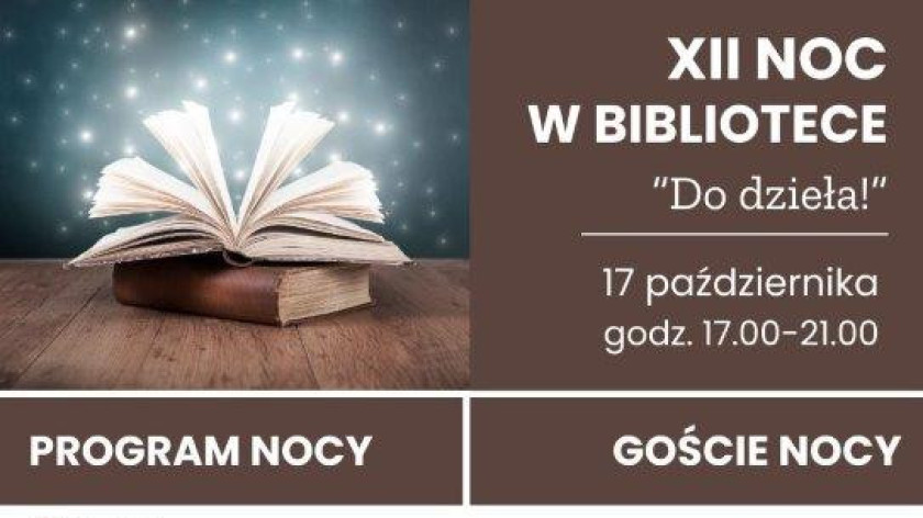 Już w piątek 17 października odbędzie się 12. Noc w Bibliotece w Chojnicach. Program jest bardzo bogaty