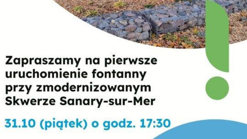 Dziś 10.31 uroczyste uruchomienie fontanny przy zmodernizowanym Skwerze Sanary-sur-Mer w Kościerzynie