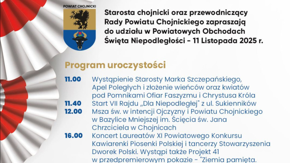 Oficjalne obchody 11 listopada w Chojnicach z delegacjami i wojskową oprawą. Sprawdź plan uroczystości