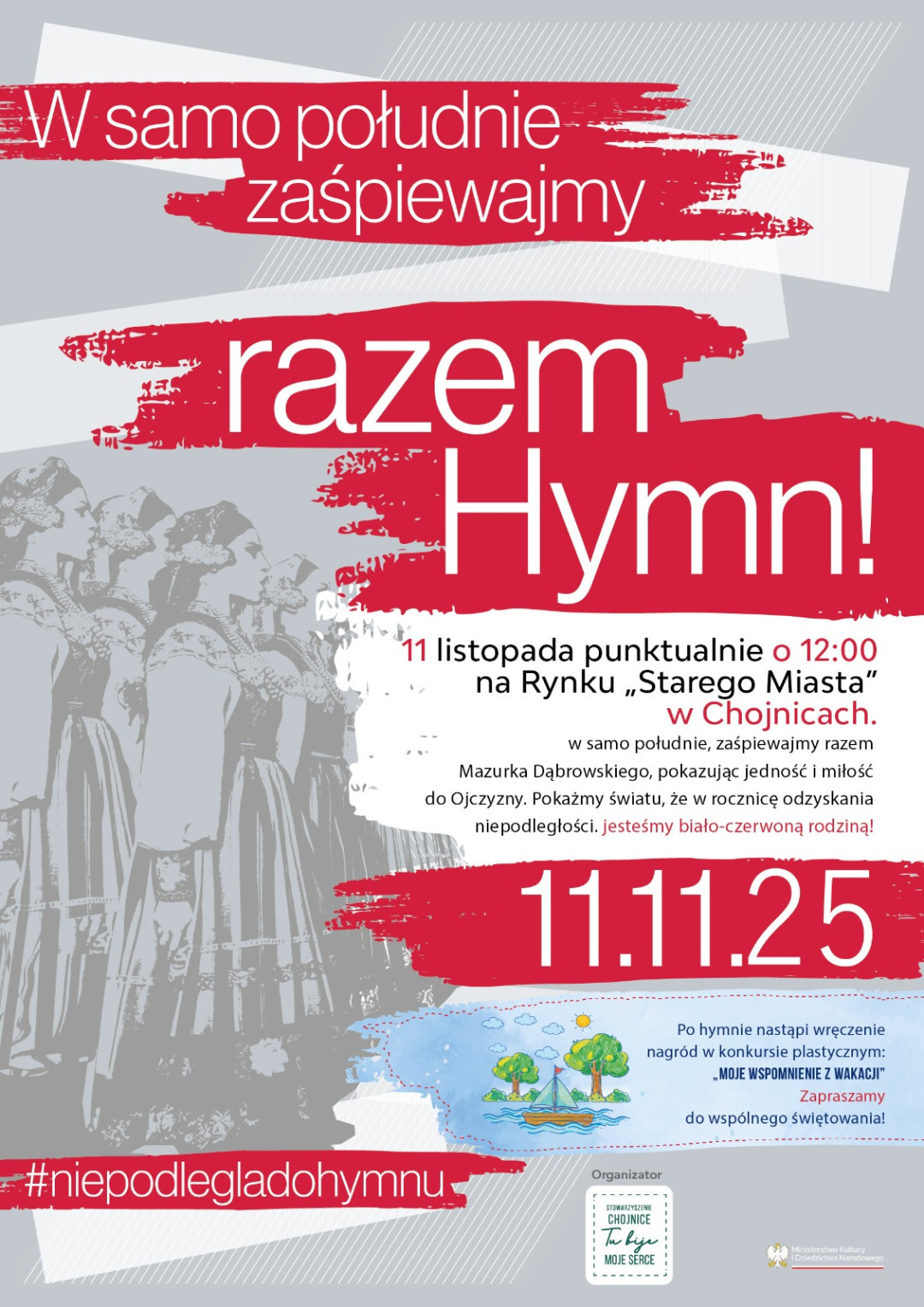 XI Koncert Kawiarenki Piosenki Polskiej, pokaz teatralny i wsp&oacute;lne śpiewanie "Mazurka Dąbrowskiego". Tak zapowiada się Narodowe Święto Niepodległości w Chojnicach