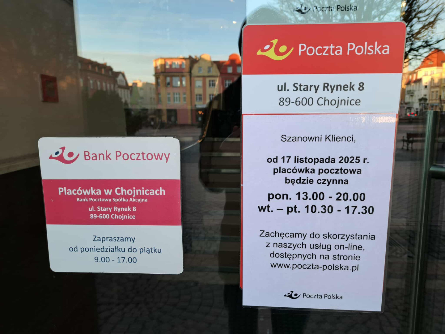 Zmiana godzin otwarcia plac&oacute;wki pocztowej przy Starym Rynku w Chojnicach. Mają być lepiej dostosowane do klient&oacute;w