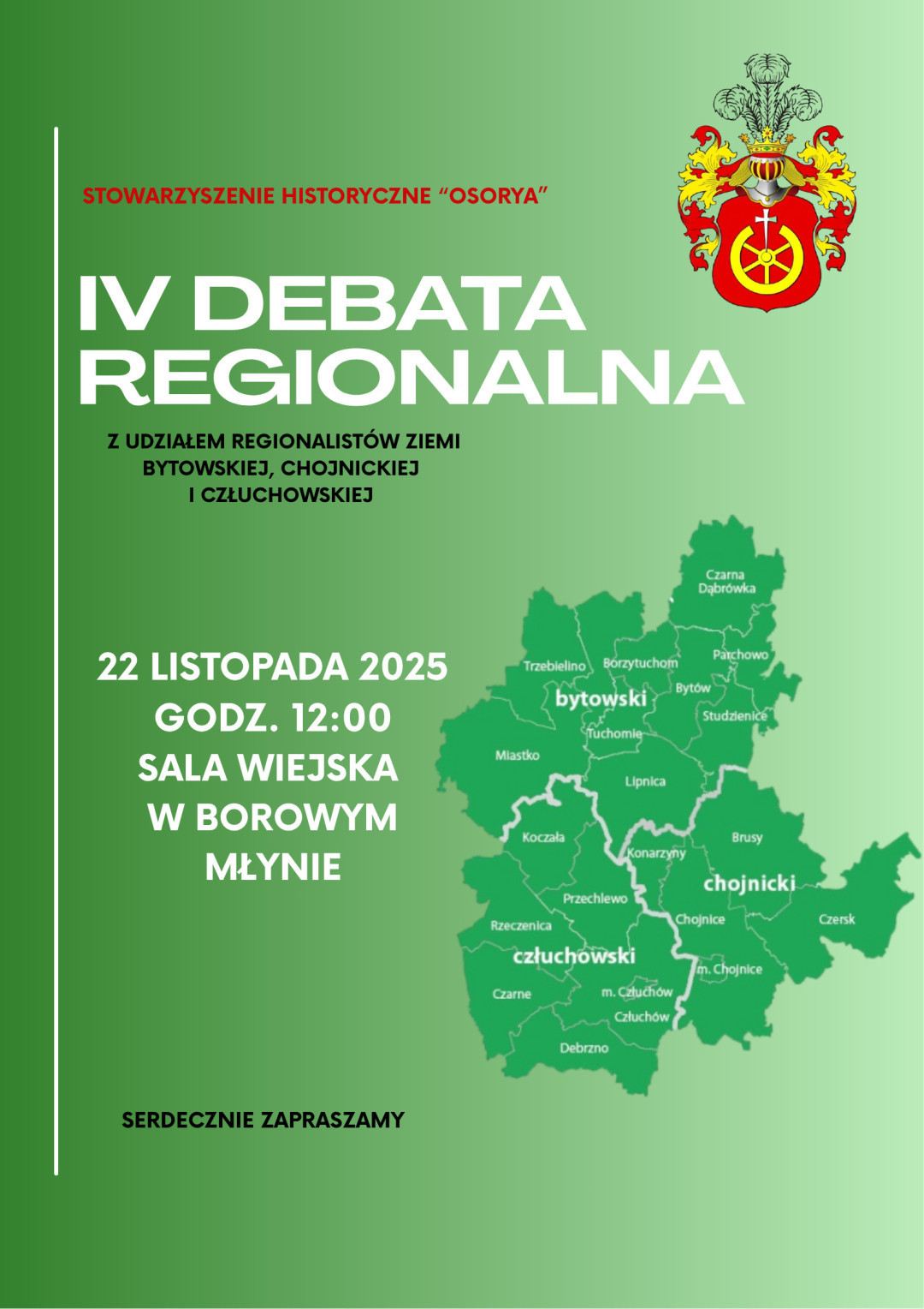 Jutro (22.11) czwarta debata z udziałem regionalist&oacute;w z trzech powiat&oacute;w. Tym razem spotkanie odbędzie się w Borowym Młynie