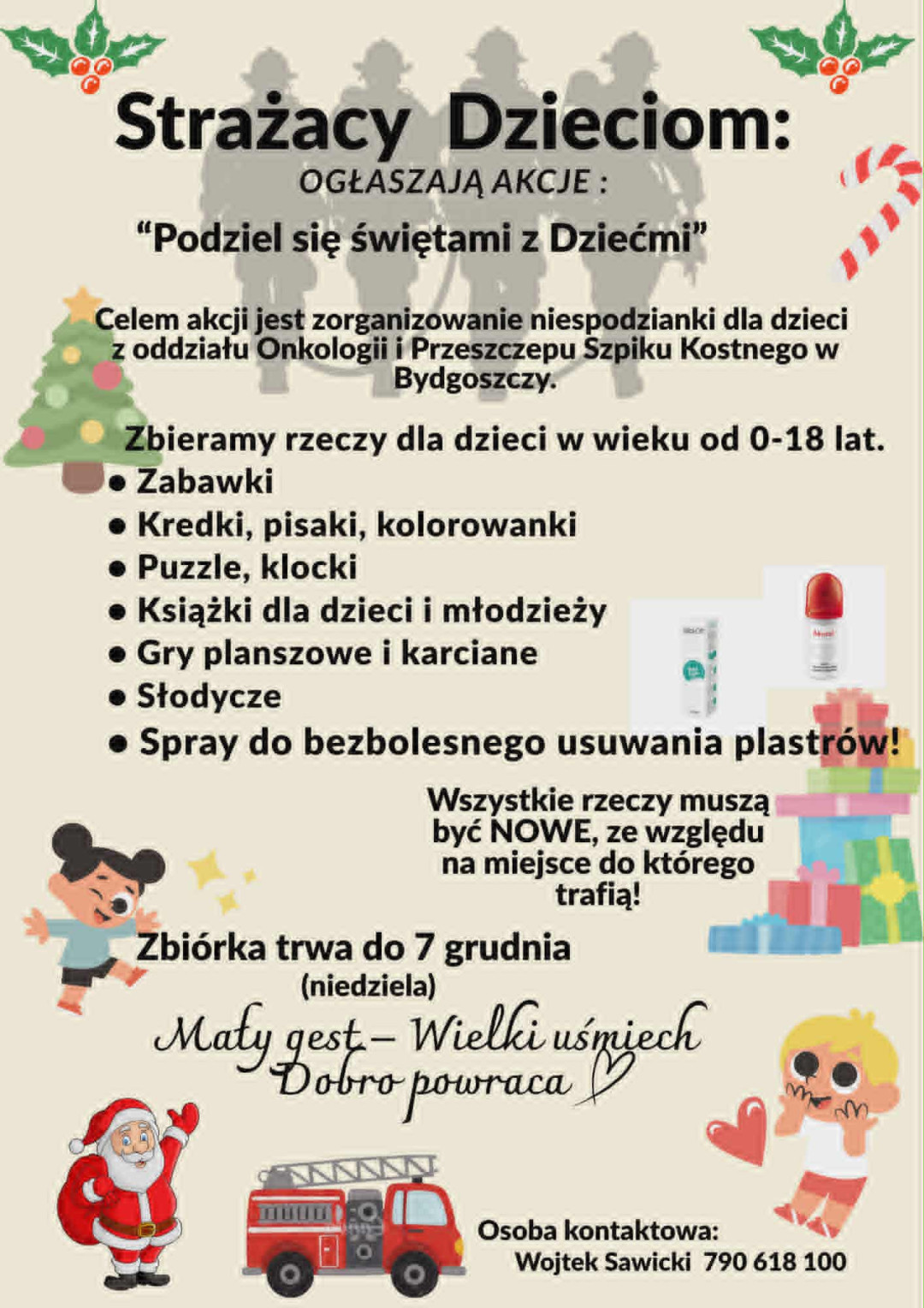Strażacy z gorącymi sercami. W powiecie chojnickim trwa akcja gromadzenia prezent&oacute;w dla dzieci z onkologii