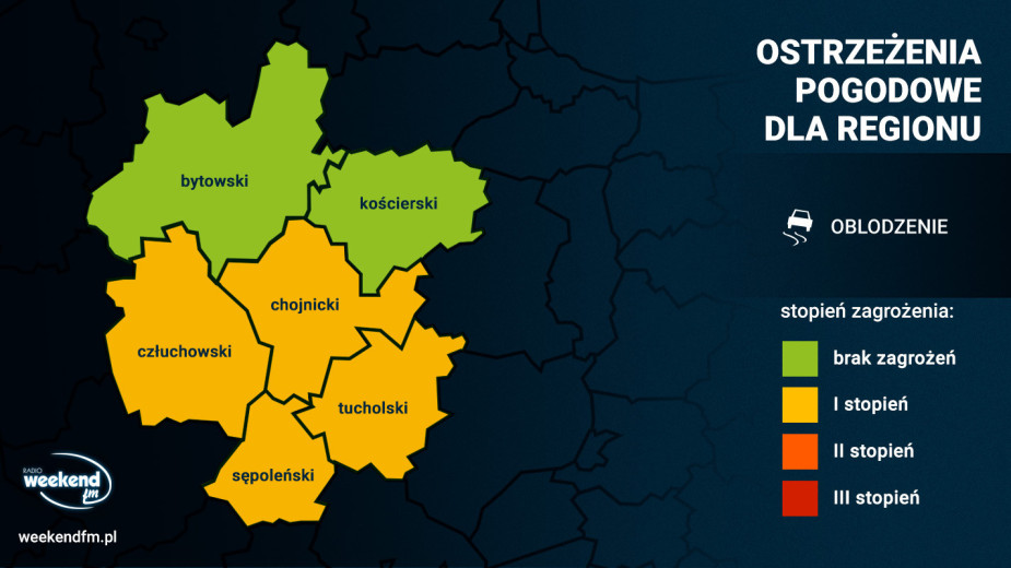 Ostrzeżenie IMGW W nocy możliwe jest oblodzenie dróg i chodników. Temperatura przy gruncie może spaść do około -5 stopni Celsjusza