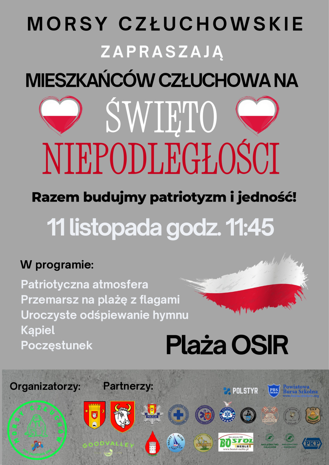 Msza, uroczystości, morsowanie i koncert. Tak w Człuchowie będzie obchodzone Narodowe Święto Niepodległości