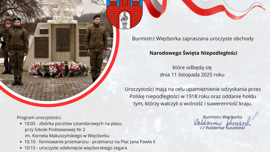 Najpierw oficjalne uroczystości, a później koncert. Plan obchodów Święta Niepodległości w Więcborku