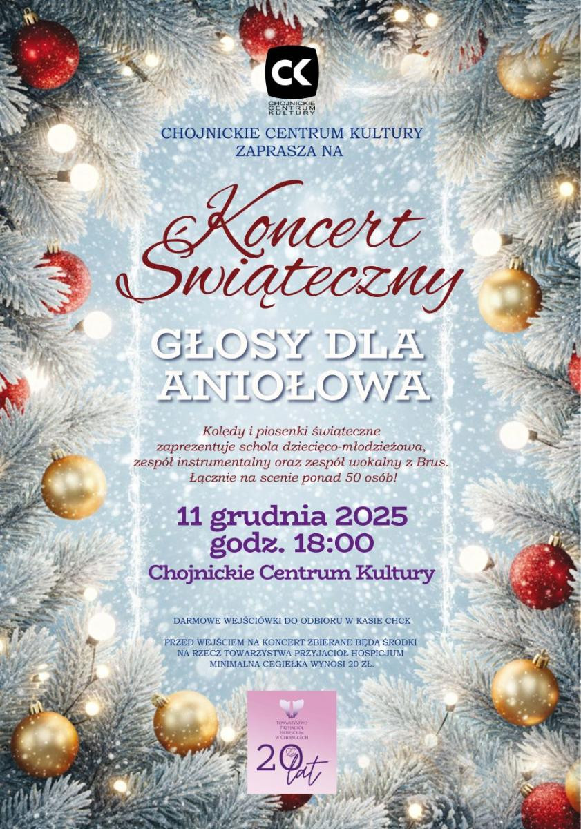 Schola z Brus zaśpiewa w Chojnickim Centrum Kultury dla Hospicjum "Aniołowo". Można odbierać bezpłatne wejści&oacute;wki (AKTUALIZACJA)