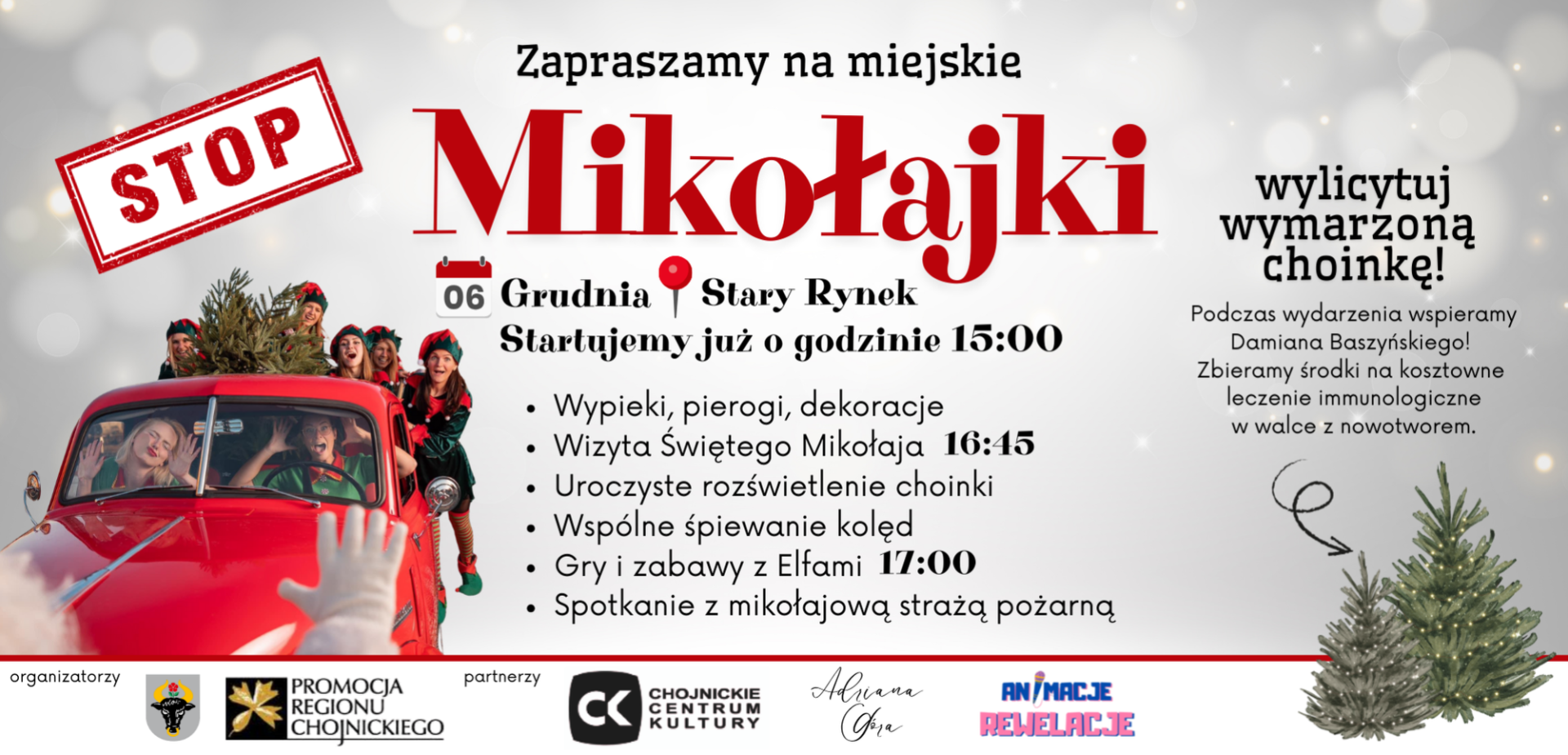W sobotę (6.12) na chojnickim rynku Mikołajki i uroczyste rozświetlenie choinki. Będzie także akcja dla Damiana Baszyńskiego (ROZMOWA, WIDEO)
