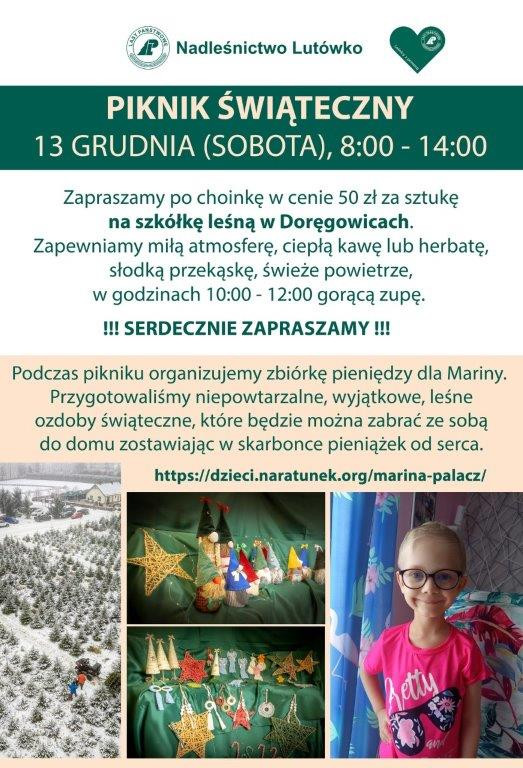 Nadleśnictwo Lut&oacute;wko zaprasza jutro (13.12) na piknik świąteczny z akcją charytatywną