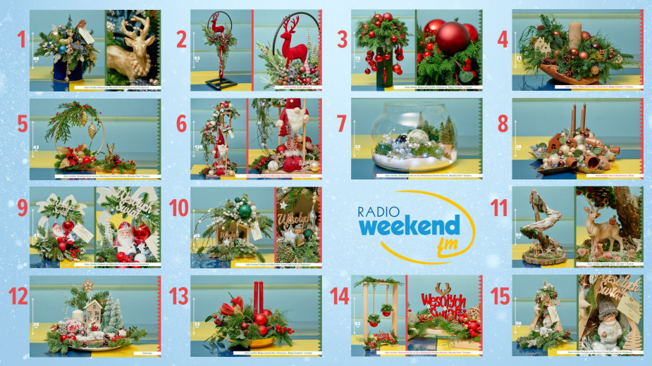 Już w czwartek 18 grudnia Radiowa Aukcja Świątecznych Stroików w Weekend FM. Zobacz tegoroczne stroiki