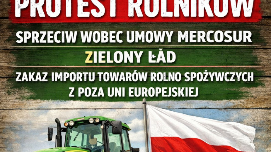We wtorek 30.12 protest rolników przy drodze wojewódzkiej 240 w Żalnie i Bysławiu. Pikieta przeciwko umowie Mercosur
