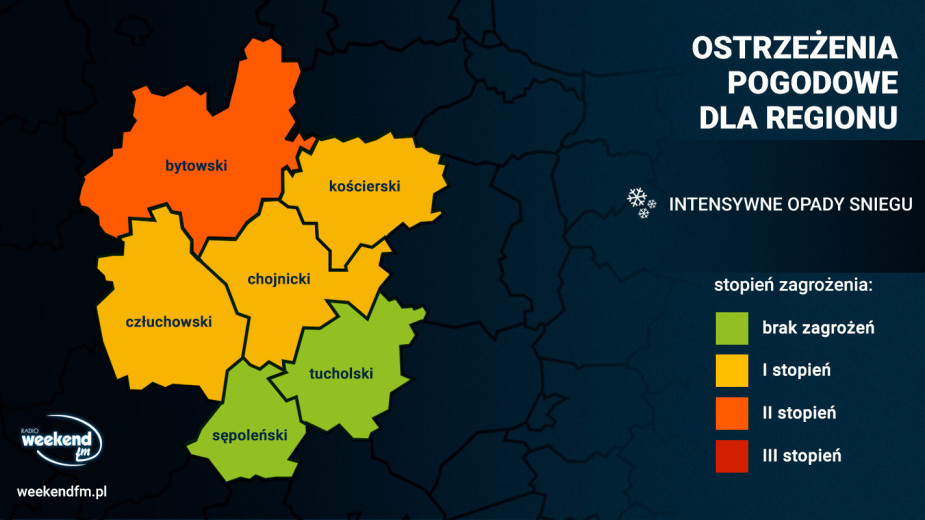 Wydano ostrzeżenie przed intensywnymi opadami śniegu i zamieciami śnieżnymi dla części naszego regionu. Jest też ostrzeżenie przed oblodzeniem AKTUALIZACJA