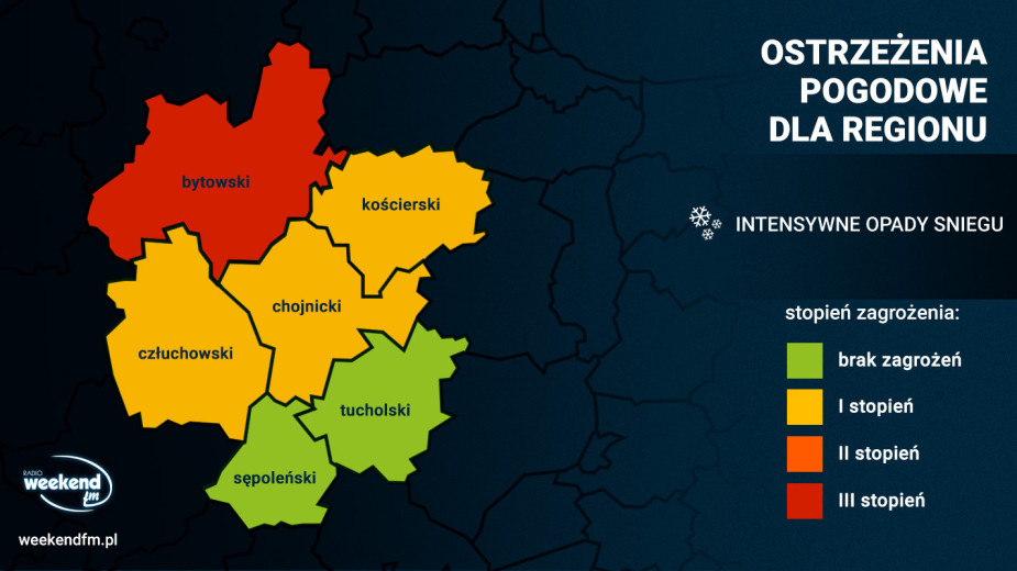 W niedzielę w regionie spadnie nawet pół metra śniegu. W powiecie bytowskim obowiązuje alert najwyższego stopnia