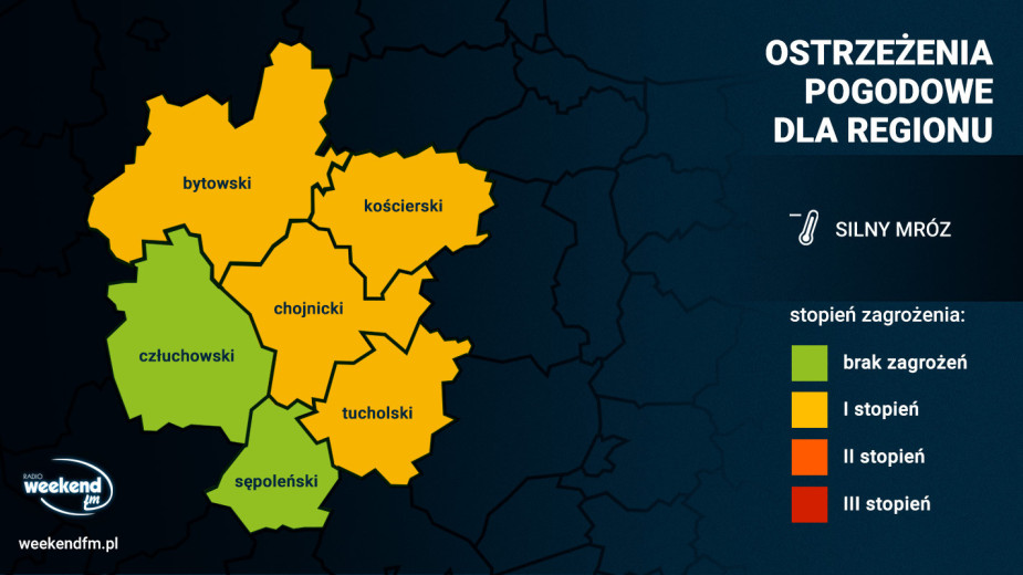 IMGW ostrzega przed silnym mrozem w czterech powiatach w naszym regionie. Temperatura może lokalnie spaść nawet do minus 25 stopni Celsjusza