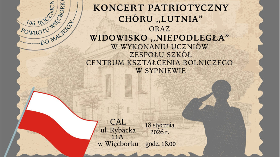 Biblioteka Publiczna w Więcborku zaprasza na koncert patriotyczny z okazji 106 rocznicy powrotu Więcborka do Macierzy