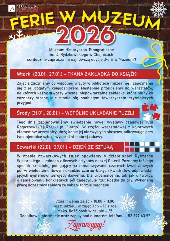 Chojnickie Muzeum Historyczno-Etnograficzne gotowe na ferie. Zaprasza na zajęcia. Wciąż można się zapisać