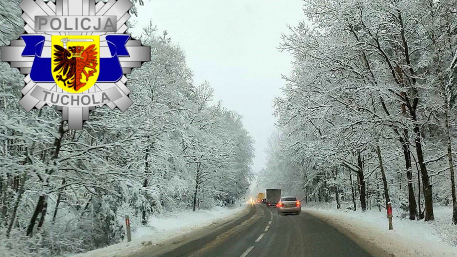 Kilka kolizji i poważny wypadek. Policja w Tucholi przypomina wczorajsze zdarzenia i zwraca uwagę na warunki na drodze