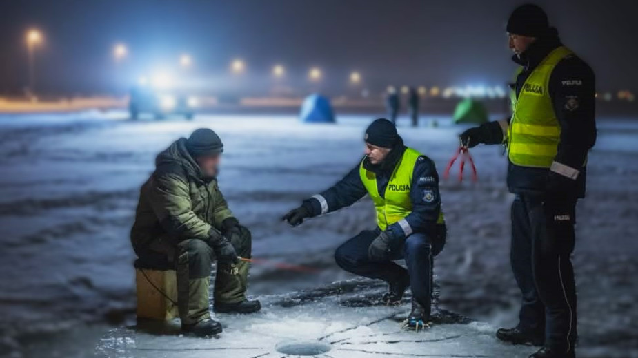 Policjanci w regionie kontrolują zamarznięte jeziora. Apelują do wędkarzy o ostrożność na lodzie