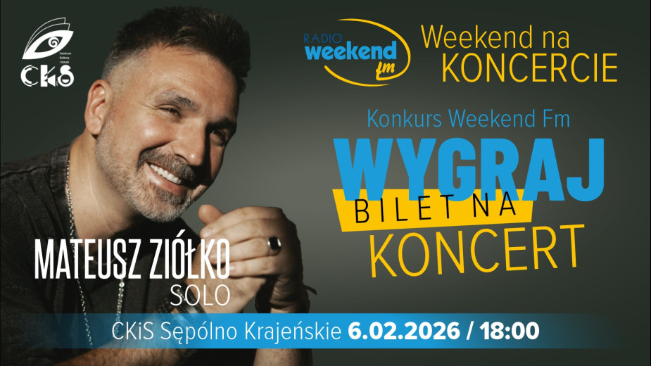 Weekend na koncercie wygraj bilet na koncert Mateusza Ziółko w Sępólnie Krajeńskim