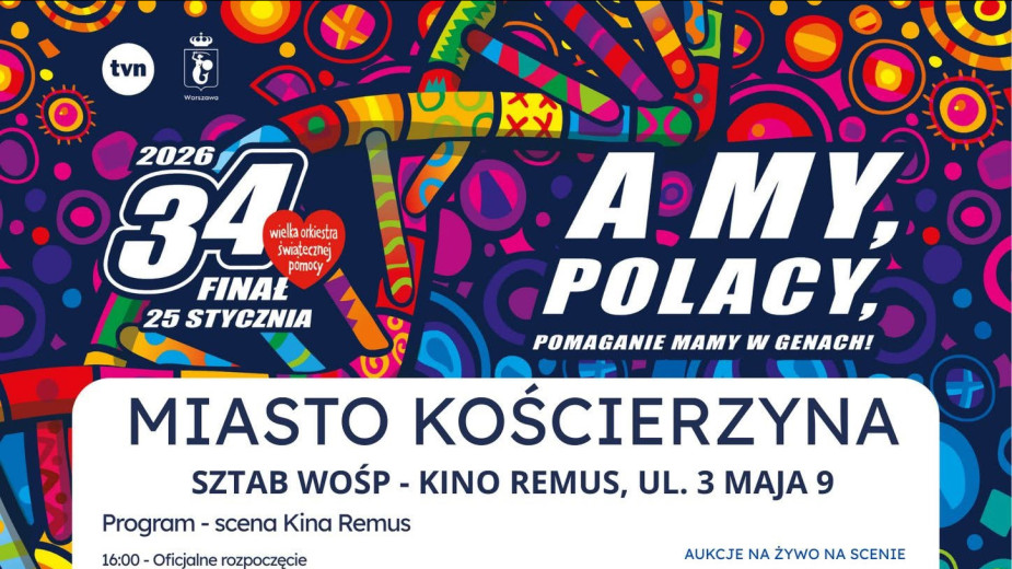 Pokazy, koncerty, licytacje. W planach jest też morsowanie czy turniej hokeja na lodzie. 34. finał WOŚP w Kościerzynie