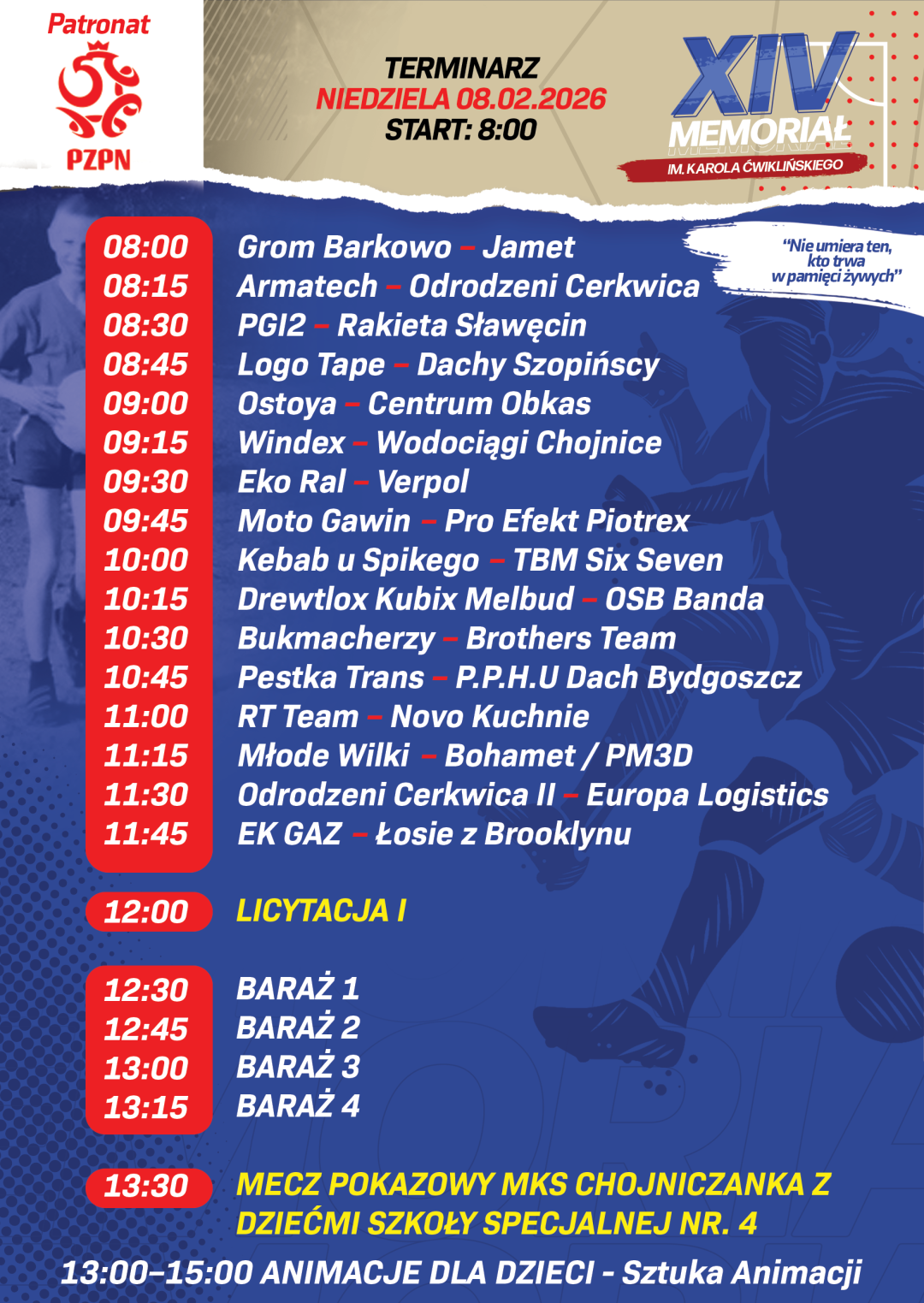 W ten weekend Memoriał Karola Ćwiklińskiego w Chojnicach. To dwudniowy, charytatywny turniej futsalowy z udziałem 32 drużyn