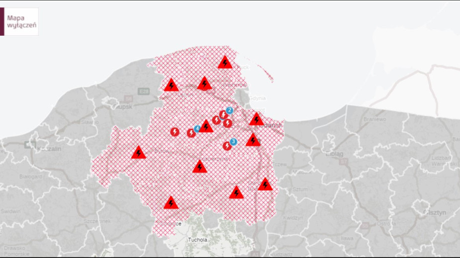 Duża awaria prądu na Pomorzu. Przerwy w dostawie także w naszym regionie. Służby nie ustają w wysiłkach, by zasilanie powróciło jak najszybciej