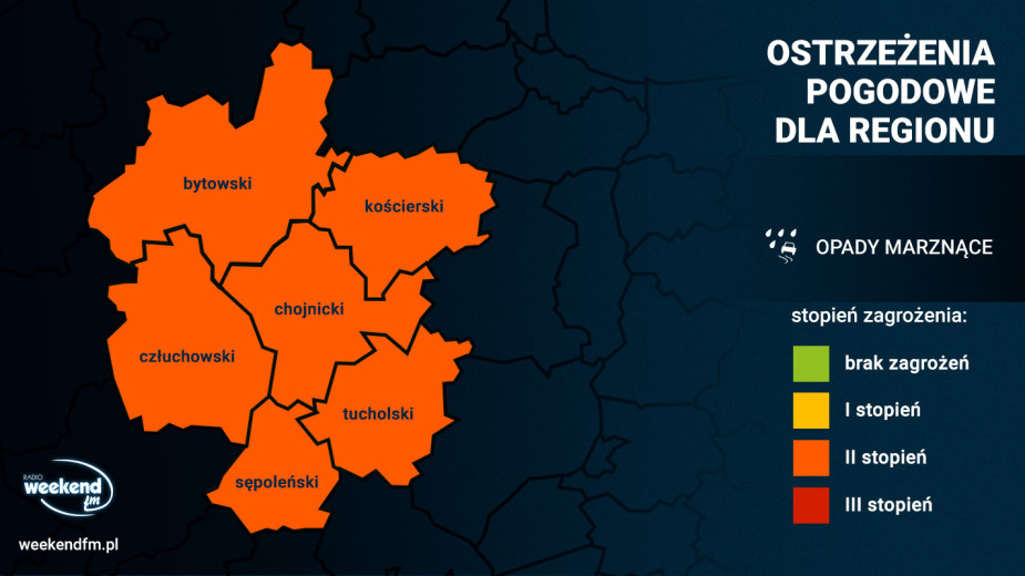 IMGW ostrzega przed marznącymi opadami. Jest pomarańczowy alert dla naszego regionu