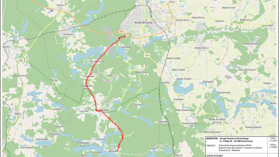 Możliwe, że jeszcze w tym roku rozpocznie się budowa ścieżki pieszo - rowerowej z Kościerzyny do Wdzydz