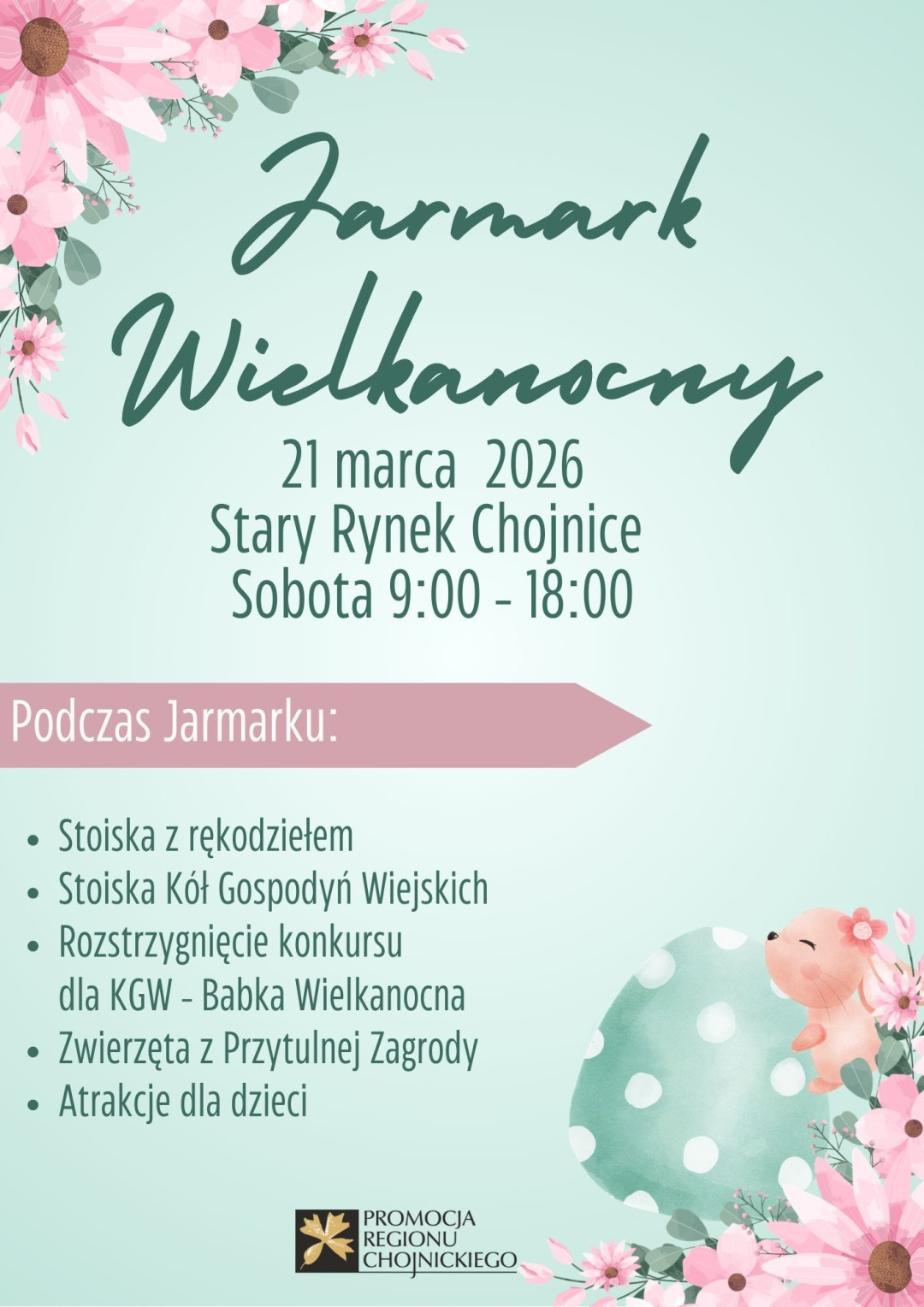 W sobotę (21.03) na Starym Rynku w Chojnicach tegoroczna edycja Jarmarku Wielkanocnego. Będzie rękodzieło, pokarmy i animacje
