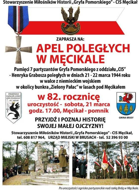W Męcikale, w gminie Brusy, odbędzie się dziś (21.03) apel ku czci poległych partyzant&oacute;w Gryfa Pomorskiego